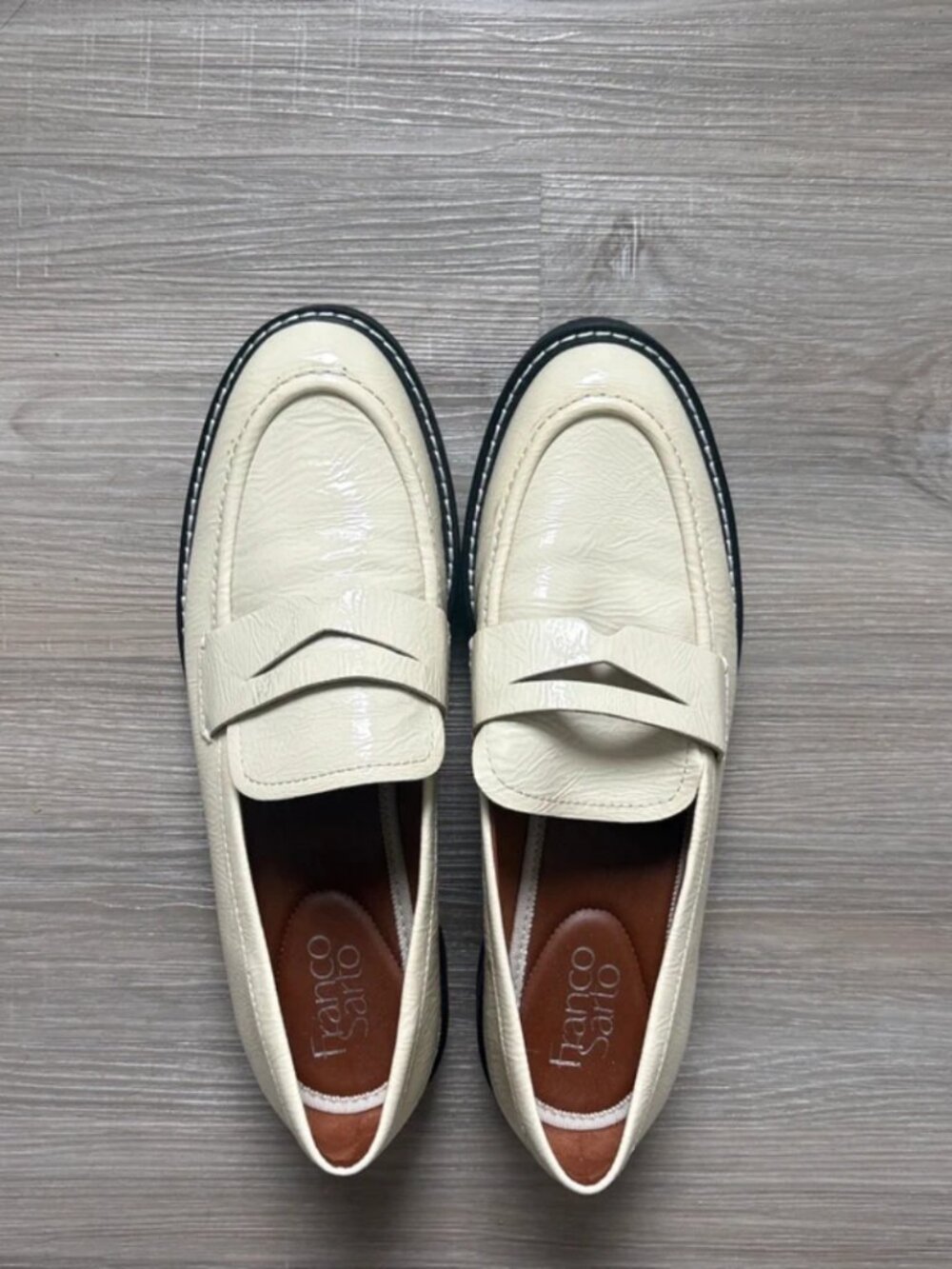 Franco Sarto Cassandra Platform Loafers Putty White Size 8.5